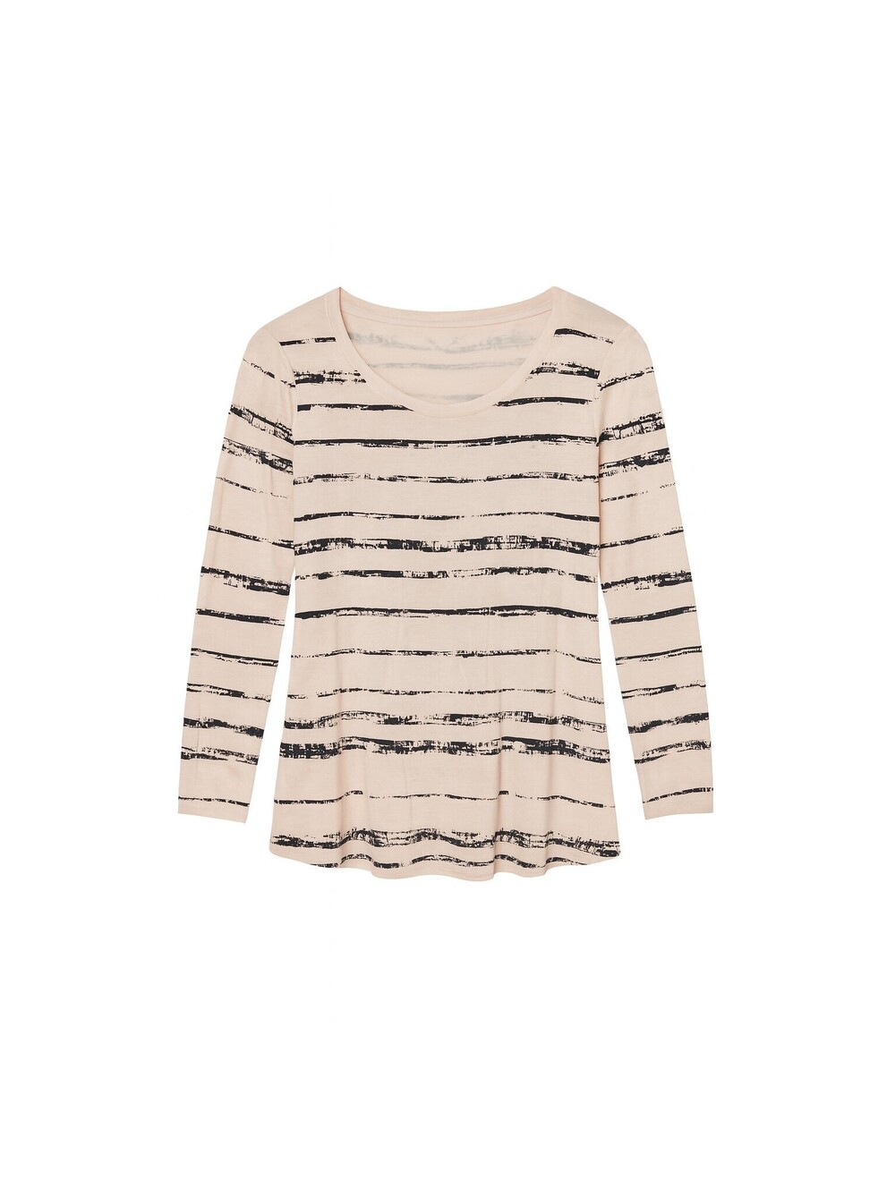 NWT Philosophy Beige Black Stripe Stretch Top Long Sleeve Scoop Neck Sz XS